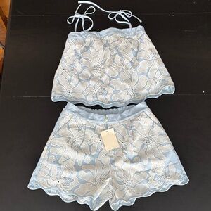 Entro Light Blue Embroidered Two-Piece Set